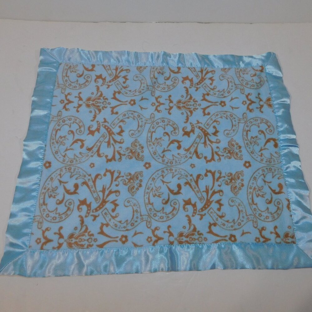 Blankets Beyond Paisley Blue Brown Plush Satin Baby Security Blanket Lovey Nunu